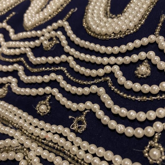 VINTAGE Laurence Kazan Navy Beaded SILK Jacket Blazer Size Small NWT - Picture 6 of 7